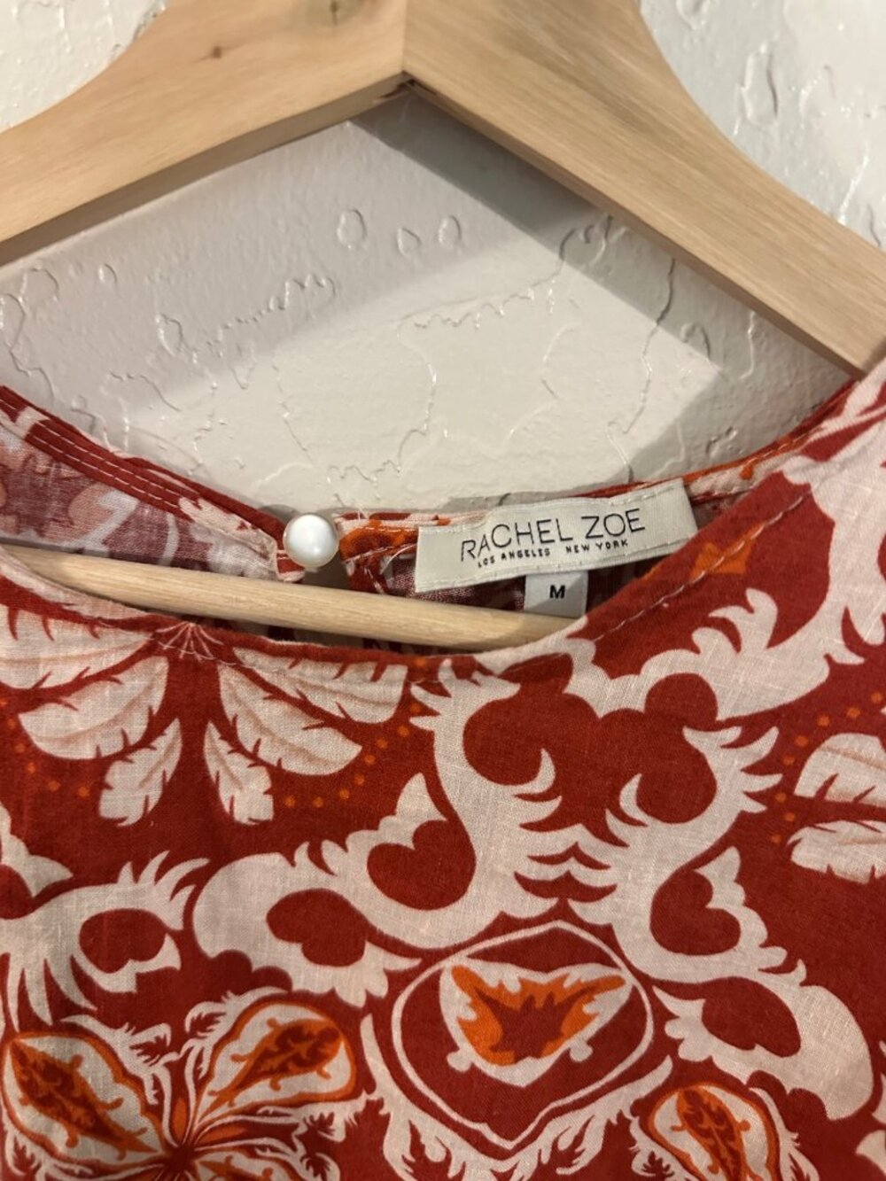 Rachel Zoe Linen Puff Sleeve Floral Boho Print Cropped Hippie Top - Picture 7 of 10